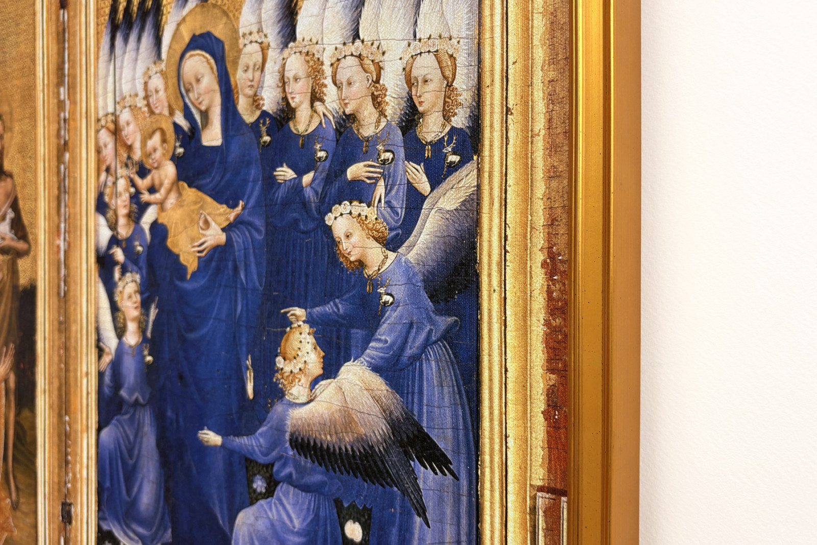 Richard II presentert for jomfruen og barnet av hans skytshelgen Johannes døperen og de hellige Edward og Edmund, ca. 1395-99 (eggtempera på eik) - Master of the Wilton Diptych