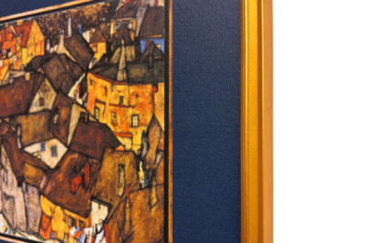 Halvmåne av hus, Krumau (nåværende Český Krumlov, Tsjekkoslovakia) - Halvmåne av hus, Krumau (Den lille byen V), av Egon Schiele (1890-1918) - Egon Schiele