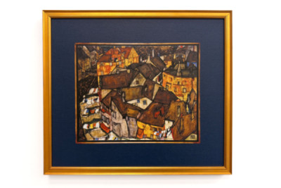 Halvmåne av hus, Krumau (nåværende Český Krumlov, Tsjekkoslovakia) - Halvmåne av hus, Krumau (Den lille byen V), av Egon Schiele (1890-1918) - Egon Schiele