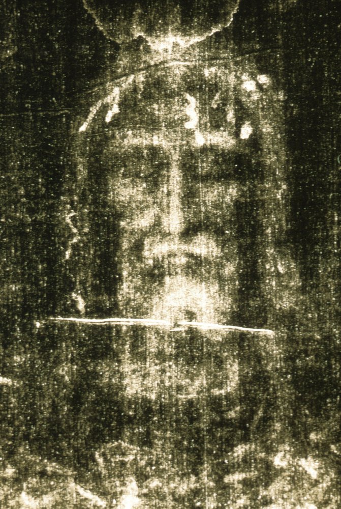 Den hellige Veronikas slør, også kalt likkledet i Torino, med Jesu Kristi ansikt av Unknown