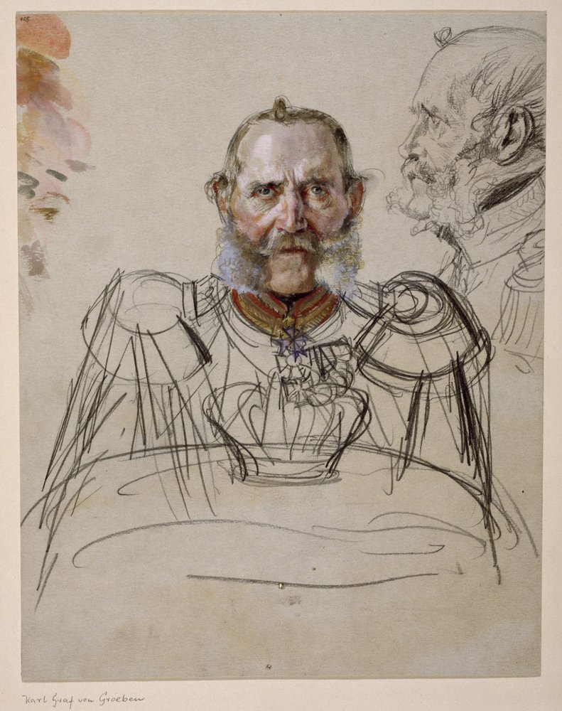 General Karl greve von der Groeben. Studie til maleriet «Kroningen av Wilhelm I i Königsberg» av Adolph Menzel