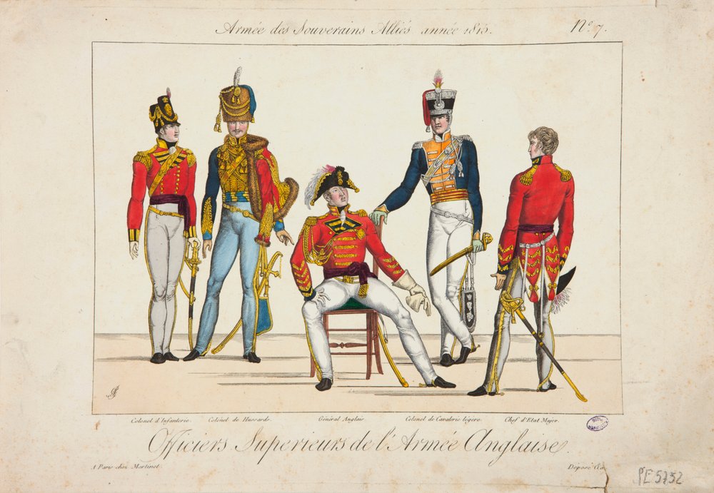 Overordnede offiserer for den engelske hæren, Army of Allied Sovereigns, 1815 av Adrien Pierre Francois Godefroy