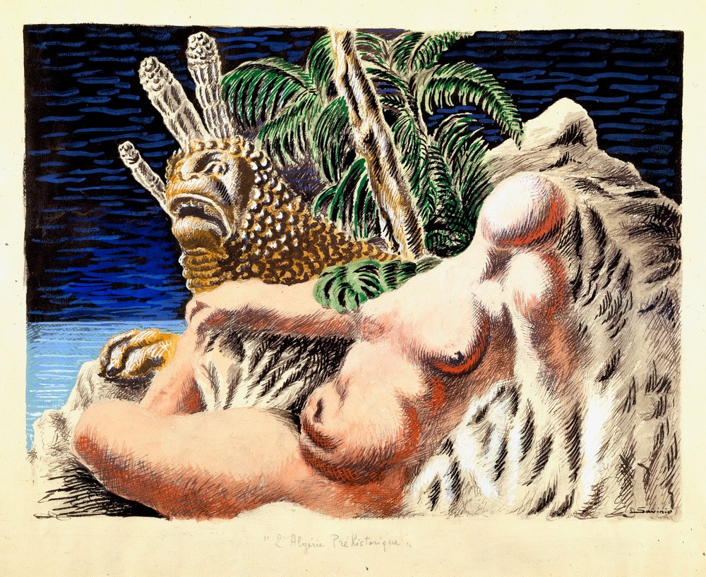 Forhistoriske Algerie Allegorier. Maleri av Alberto Savinio (Andrea de Chirico av Alberto (1891-1952) Savinio