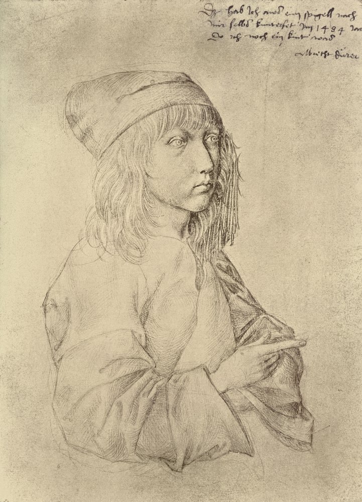 Selvportrett i en alder av tretten, 1484 (sølvpunkt på papir) av Albrecht Dürer