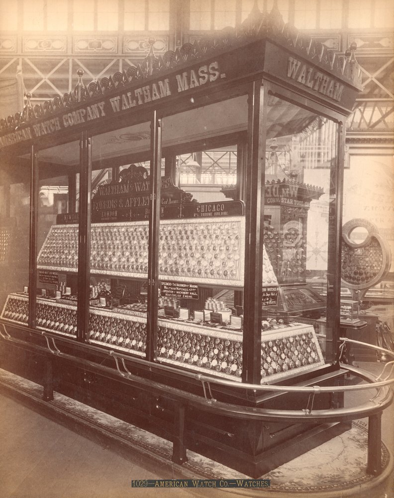 American Watch Co.s utstilling, hovedbygningen, den internasjonale hundreårsutstillingen, Philadelphia, 1876 av American Photographer