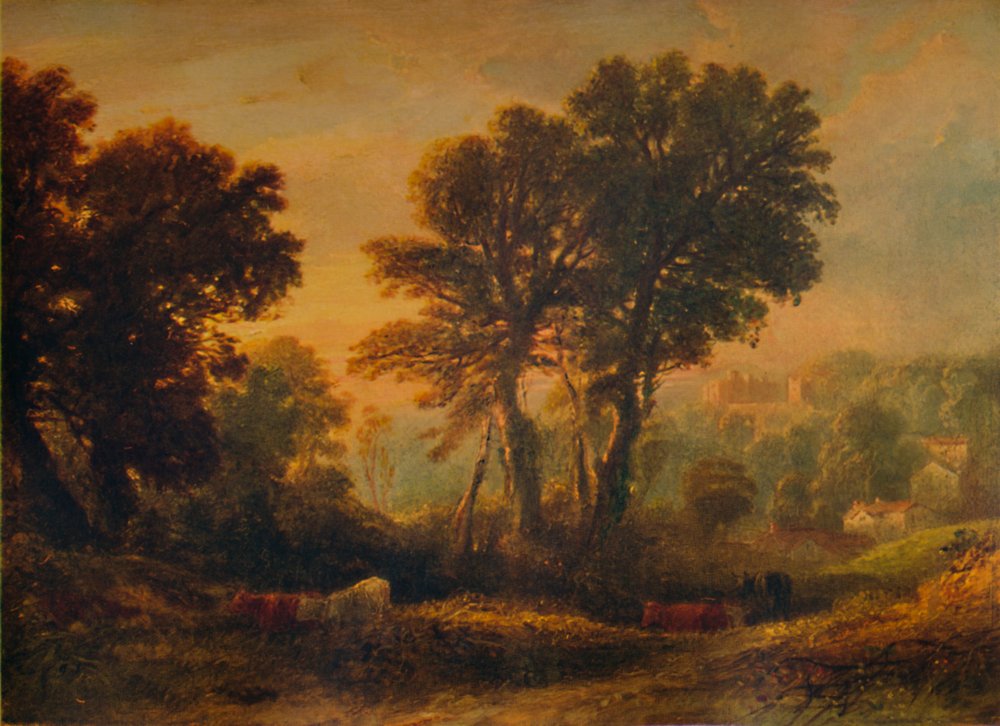 Dunster Castle: Solnedgang, c1850, 1935 av Anthony Vandyke Copley Fielding