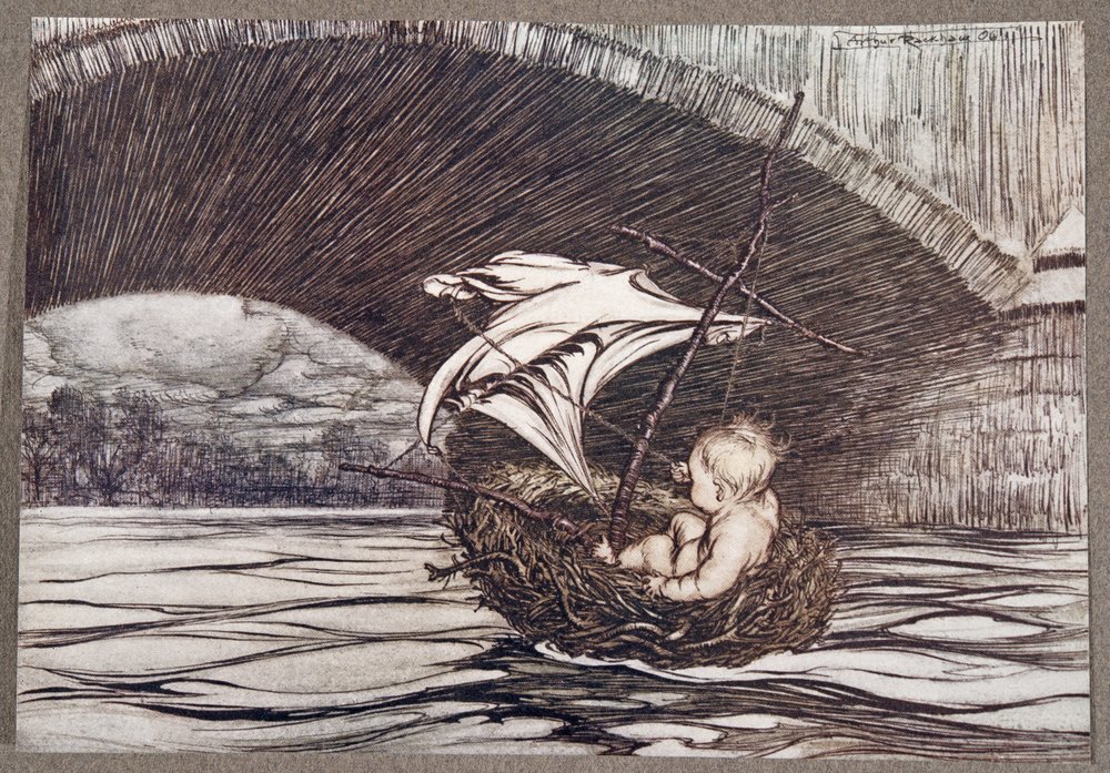 Han passerte under broen og kom i full syne av de lekre hagene, fra Peter Pan i Kensington Gardens av J M Barrie (1860 - 1937), pub. 1906 av Arthur Rackham