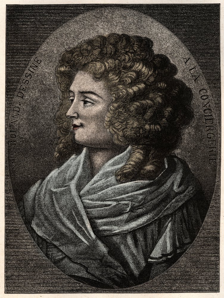 Portrett av Manon (Jeanne Marie) Roland Philipon dite Madame Roland (1754-1793) à la Concierge, medlem av den girondistiske fraksjonen under den franske revolusjonen - av Artist Unknown