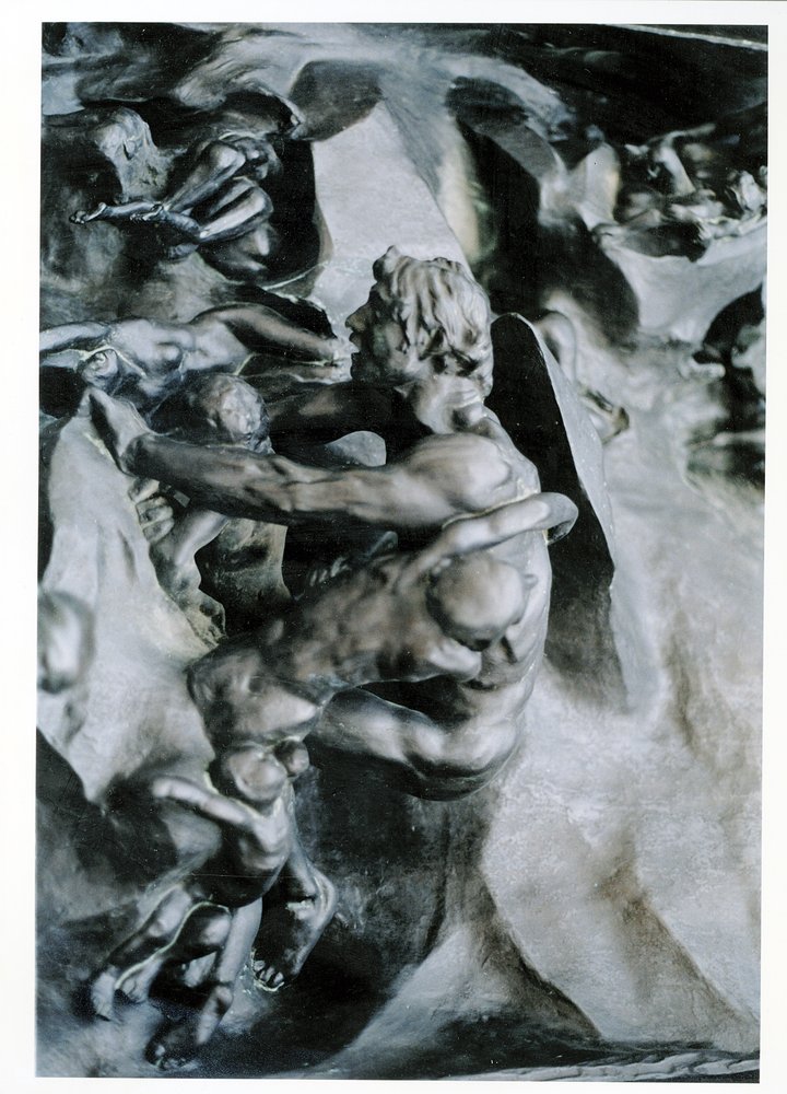 Helvetes porter, detalj av Ugolino og hans sønner, venstre midtpanel, ca. 1887, bronse av Auguste Rodin