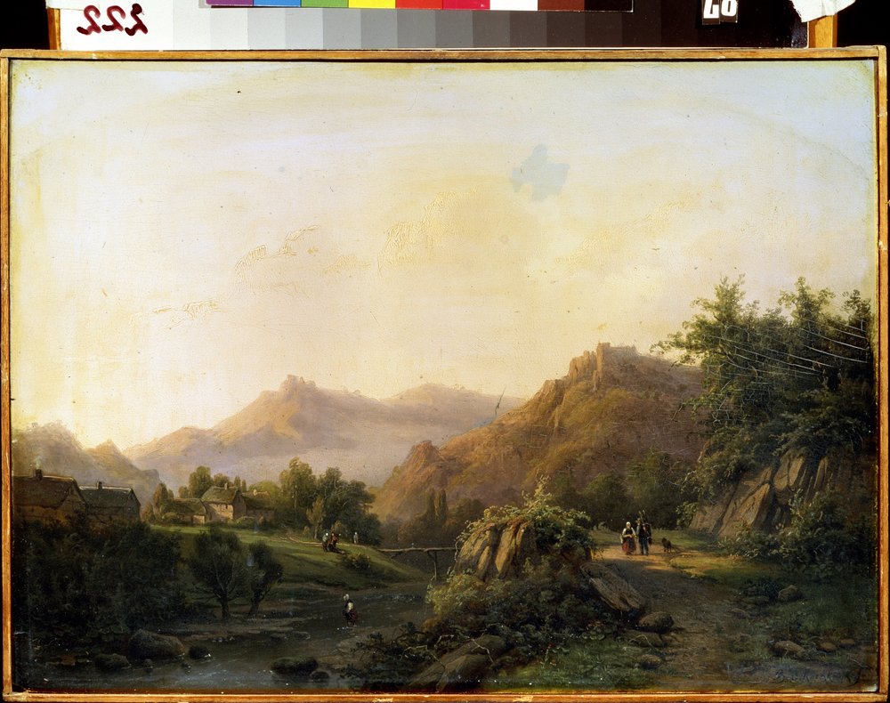 Landskap med en måte. Maleri av Barend Cornelis Koekkoek (1803-1862). Olje på lerret. nederlandsk kunst. M. Kroshitsky kunstmuseum, Sevastopol (Sevastopol), Ukraina av Barend Cornelis Koekkoek