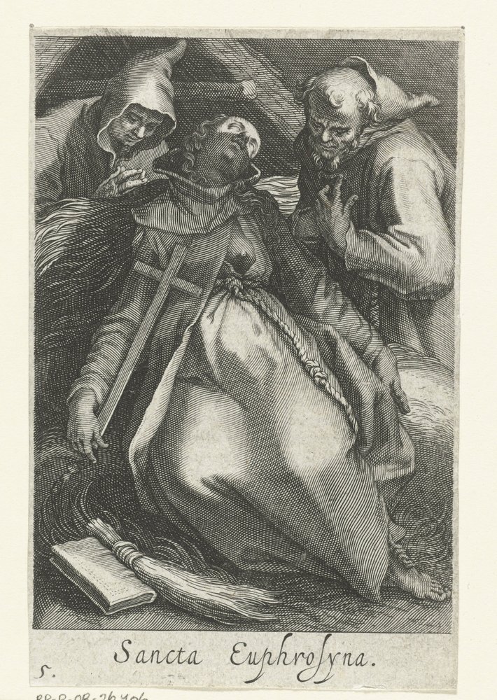 Saint Euphrosina av Alexandria som eremittinne Sancta Euphrosyna (tittel på objekt) Eremittinner (serietittel) Sacra Eremus Ascetriarum (serietittel) av Boëtius Adamsz. Bolswert