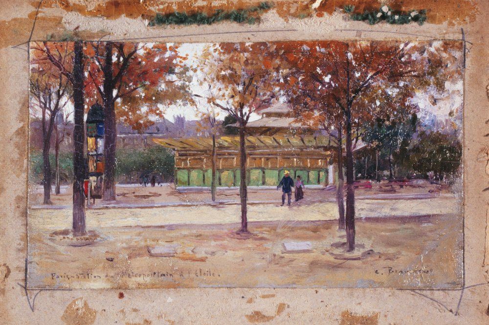 Inngang til metroen, Place de l#39;Étoile, mellom 1900 og 1907 (olje på lerret, montert på papp) av Carlo Brancaccio