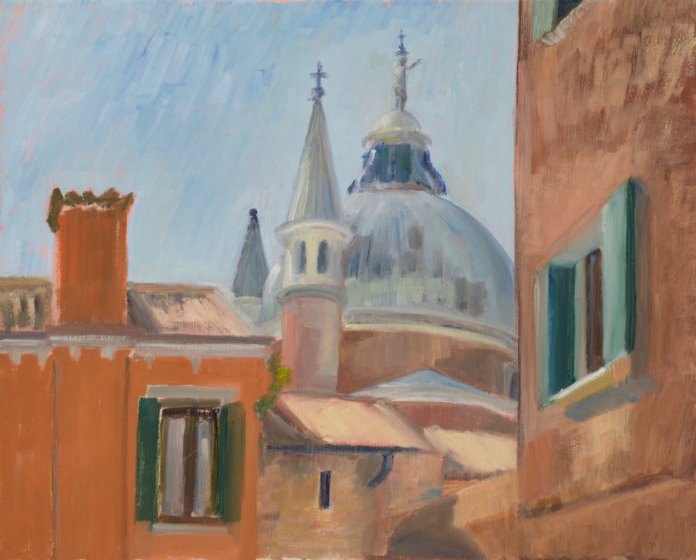 Sommervarme, bak Redentore (maleri) av Celia Montague