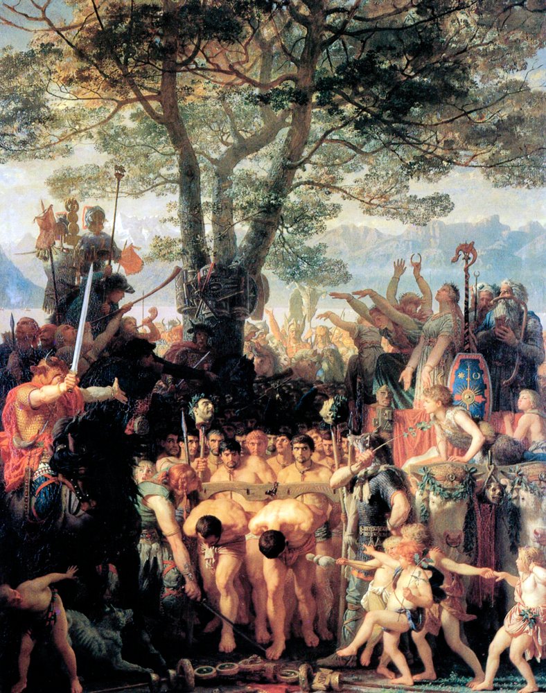 Helvetierne tvinger romerne til å gå under åket, 1858 av Charles Gleyre