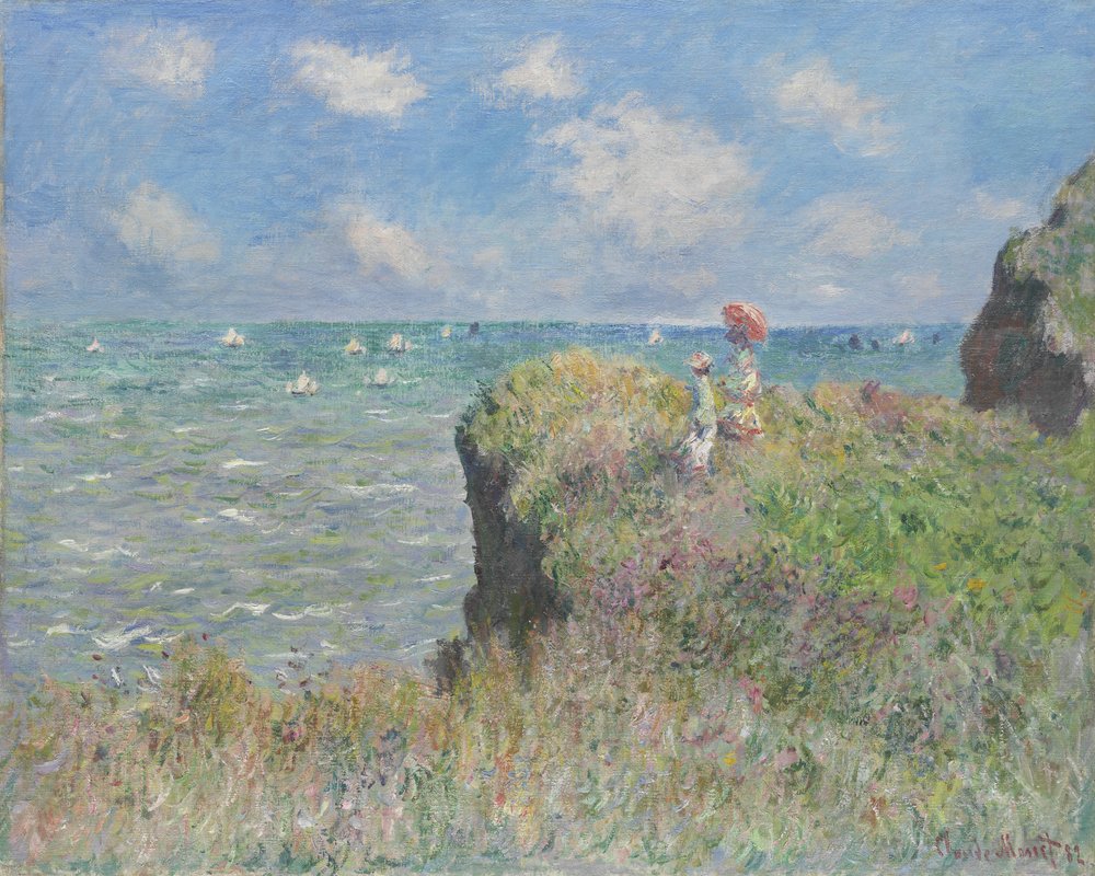 Klippevandring ved Pourville, 1882 av Claude Monet