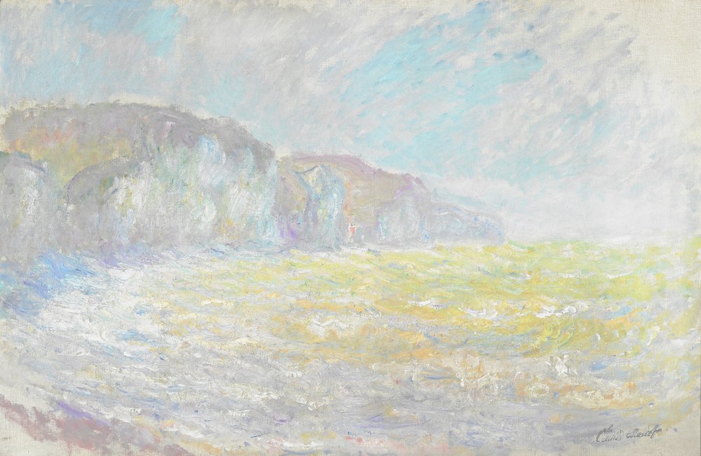 Klippene ved Pourville, røff sjø av Claude Monet
