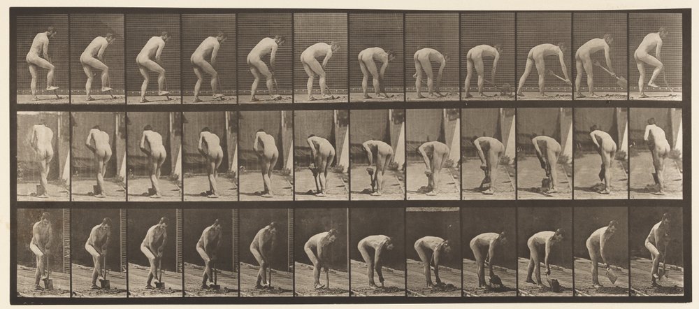 Plate 388. Bonde, med spade, 1872-1885 av Eadweard Muybridge