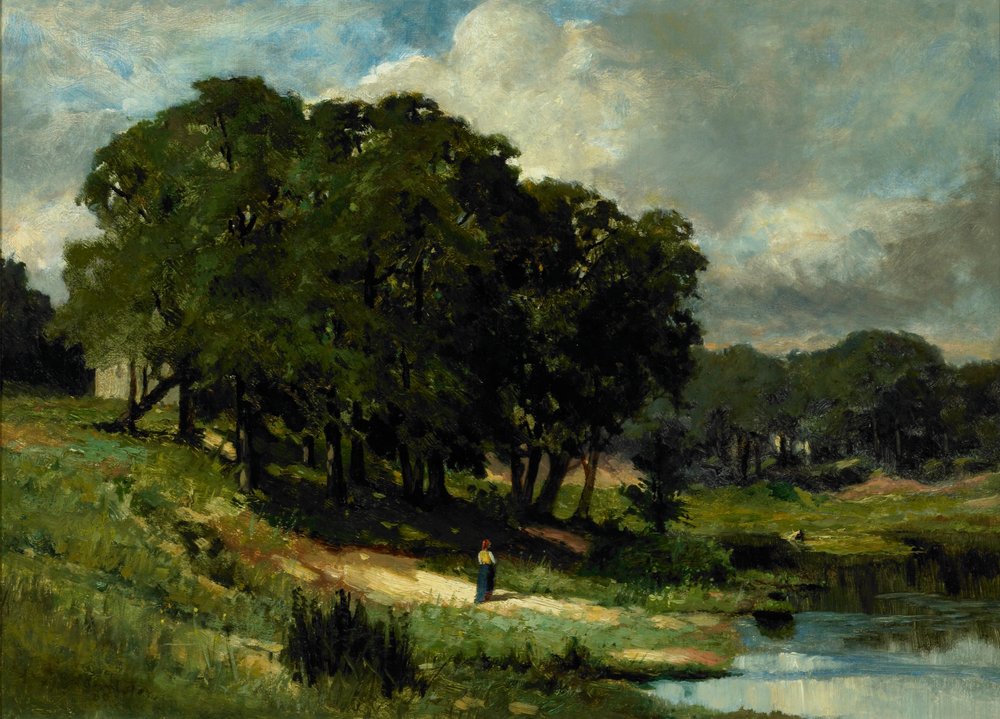 Kvinne som står nær en dam av Edward Mitchell Bannister