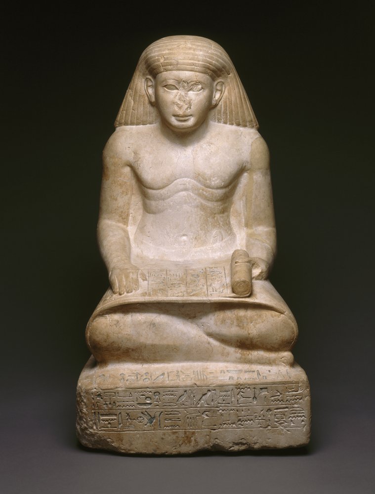 Skriverstatue av Amunhotep, sønn av Nebiry, ca. 1426-1400 f.Kr. (kalkstein) (se 200932) av Egyptian 18th Dynasty
