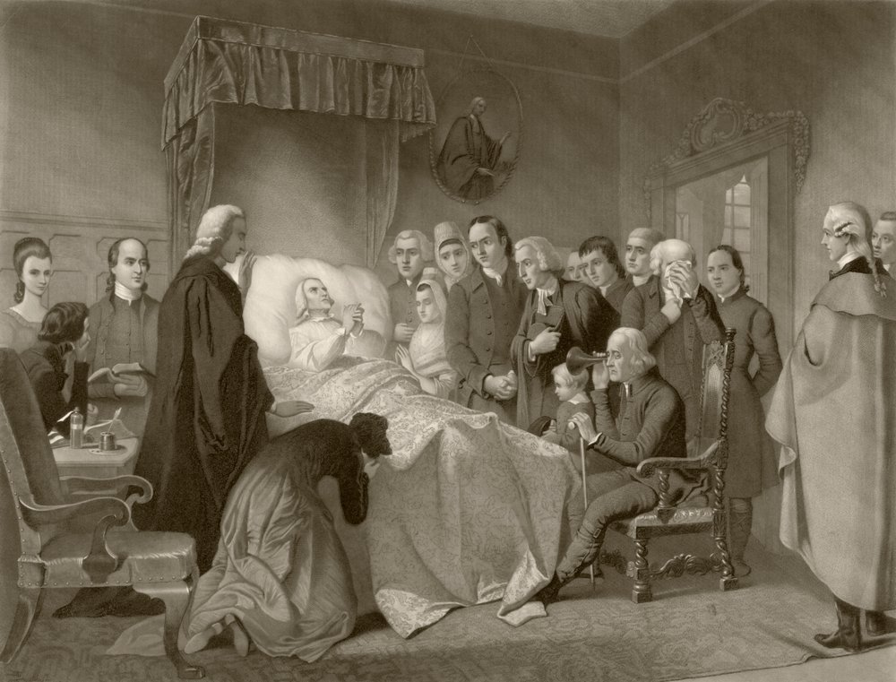 John Wesley på dødsleiet, etter et verk fra 1800-tallet gravert av John Sartain av English School