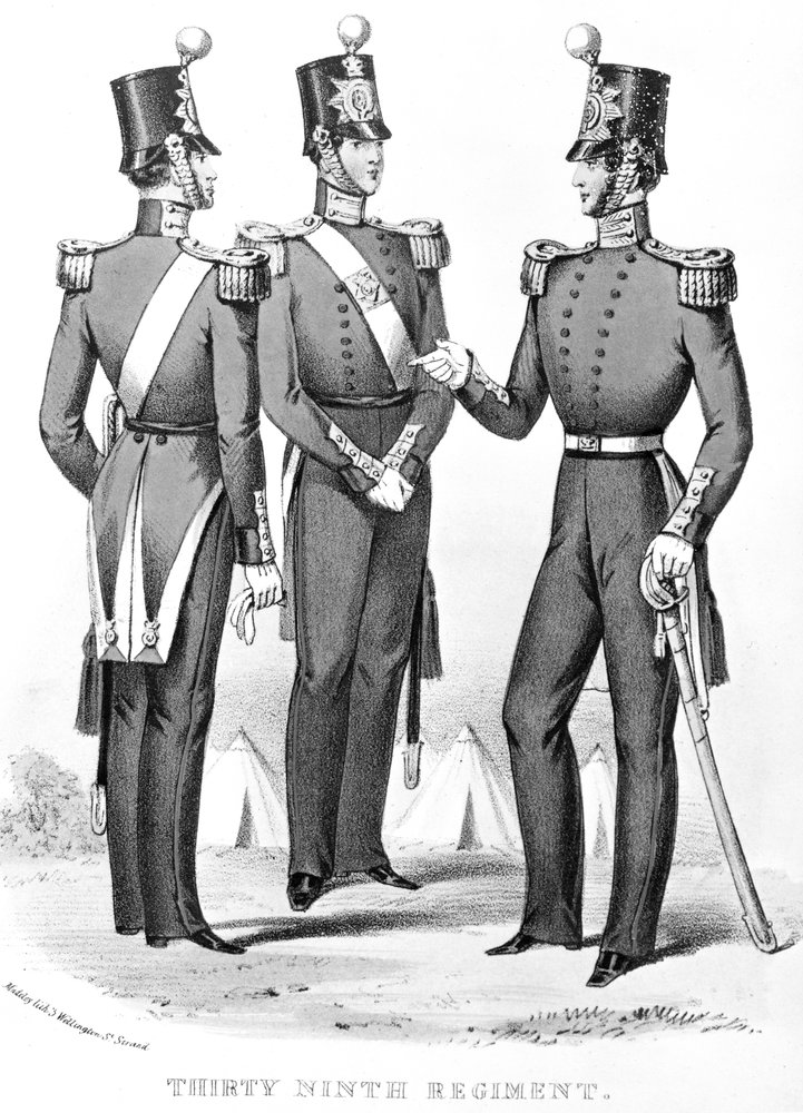 Old 54th Foot (2nd Battalion Dorset Regiment) tidlig på 1800-tallet av English School
