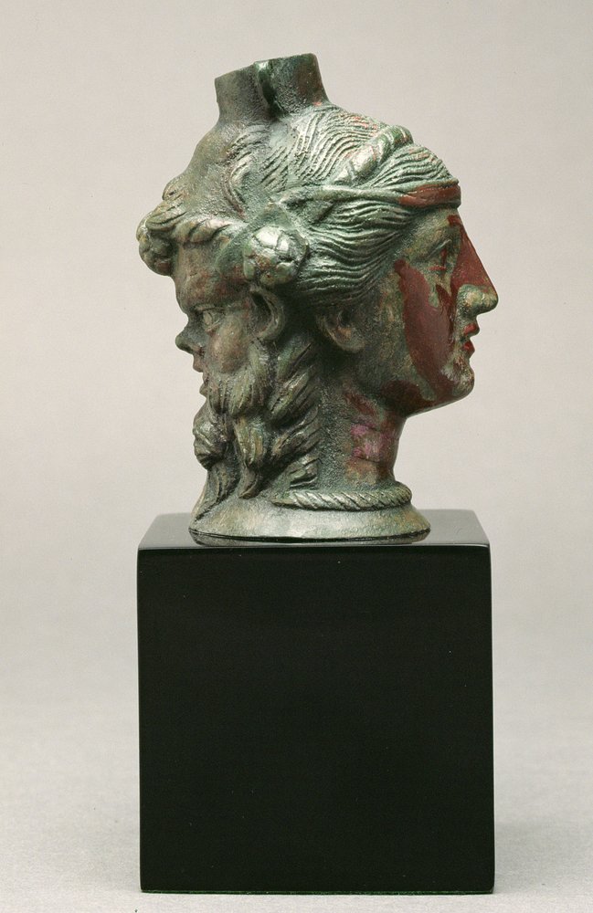 Bronsebalsamarium i form av en satyr og maenad, etruskisk, 3. århundre f.Kr. (bronse) av Etruscan