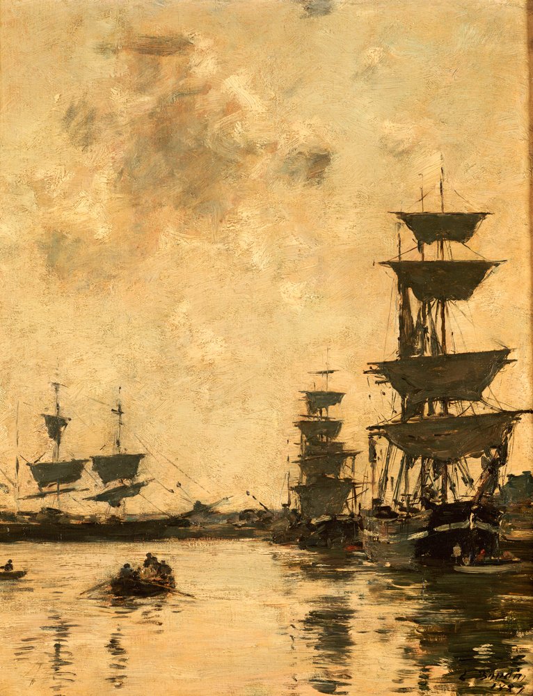 Deauville: Schooners at Anchor, 1887 av Eugene Louis Boudin