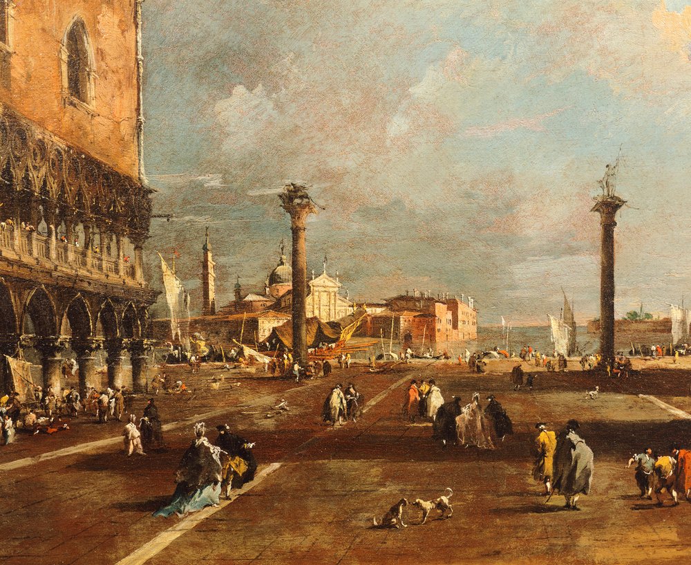 Piazza San Marco mot San Giorgio Maggiore, av Francesco Guardi (1712-1793), olje på lerret, 45x72 cm av Francesco Guardi