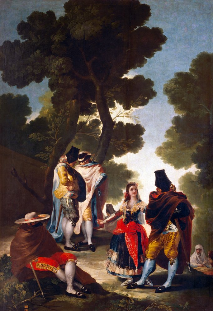 The Maja and the Cloaked Men or A Walk through Andalusia av Francisco de Goya