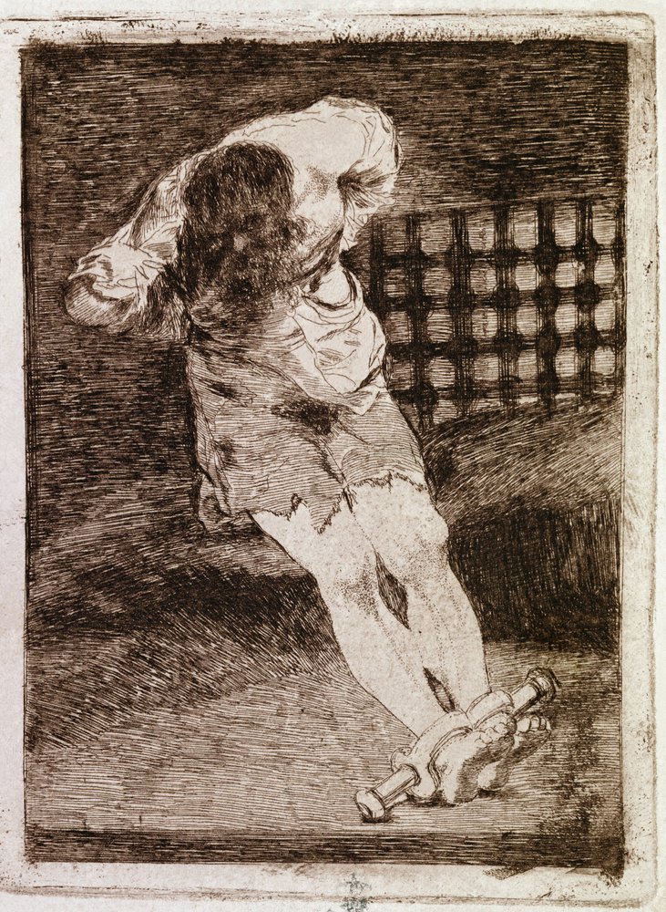 Reklusjon av en skyldig person krever ikke pine (gravering av Francisco de Goya