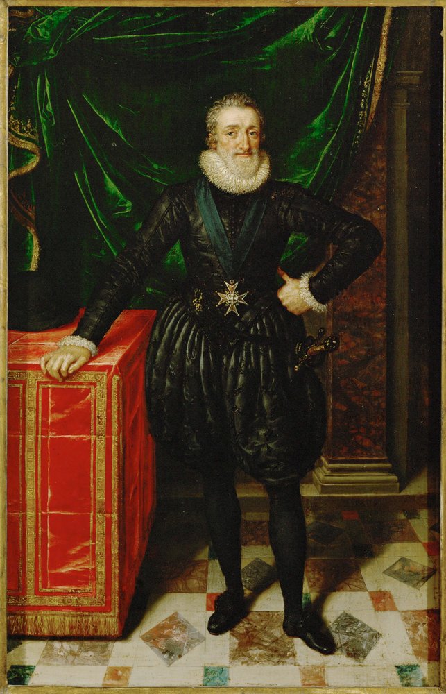 Henrik IV, konge av Frankrike, i svarte hoffklær av Frans II Pourbus