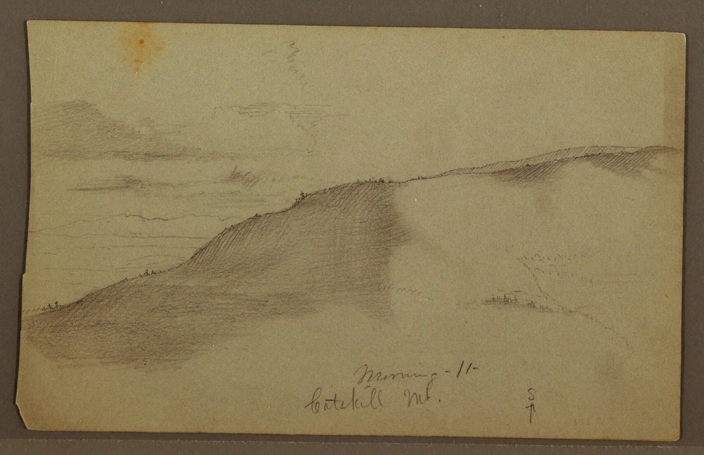 Tegning, skrånende fjell, muligens 1860-tallet av Frederic Edwin Church