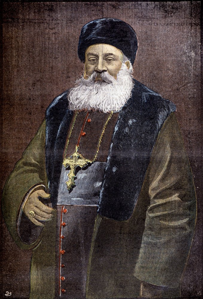 Alphonse Favier (1837–1905), fransk lazarist, eveque de Pekin, helten ved boksernes legasjonssete, i 1900 (gravering) av French School