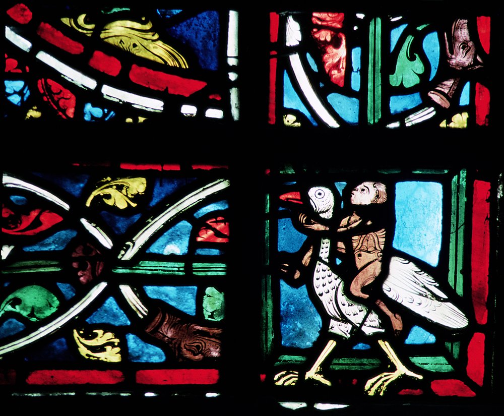 Mann som rir på en fugl, 1200-tallet av French School
