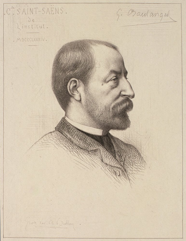 Portrett av Camille Saint-Saens (1835-1921) av French School