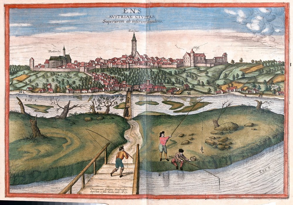 Enns, Østerrike - i #39;Civitates Orbis Terrarum#39; av Georg Braun, Köln 1617 av Georg Braun