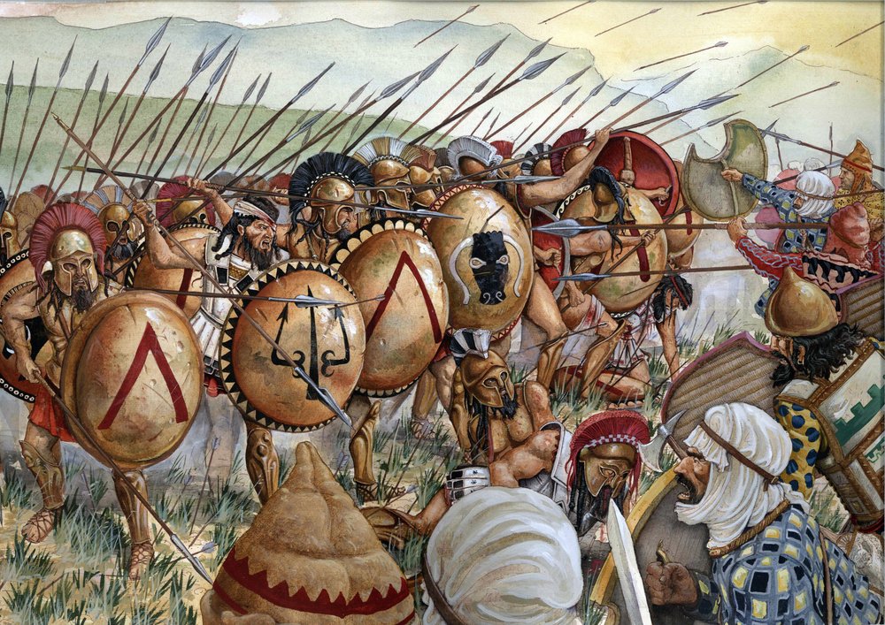 Slaget ved Thermopylene: Spartanernes hær under Leonidas I kjemper mot perserne i 480 f.Kr. av Giorgio Albertini