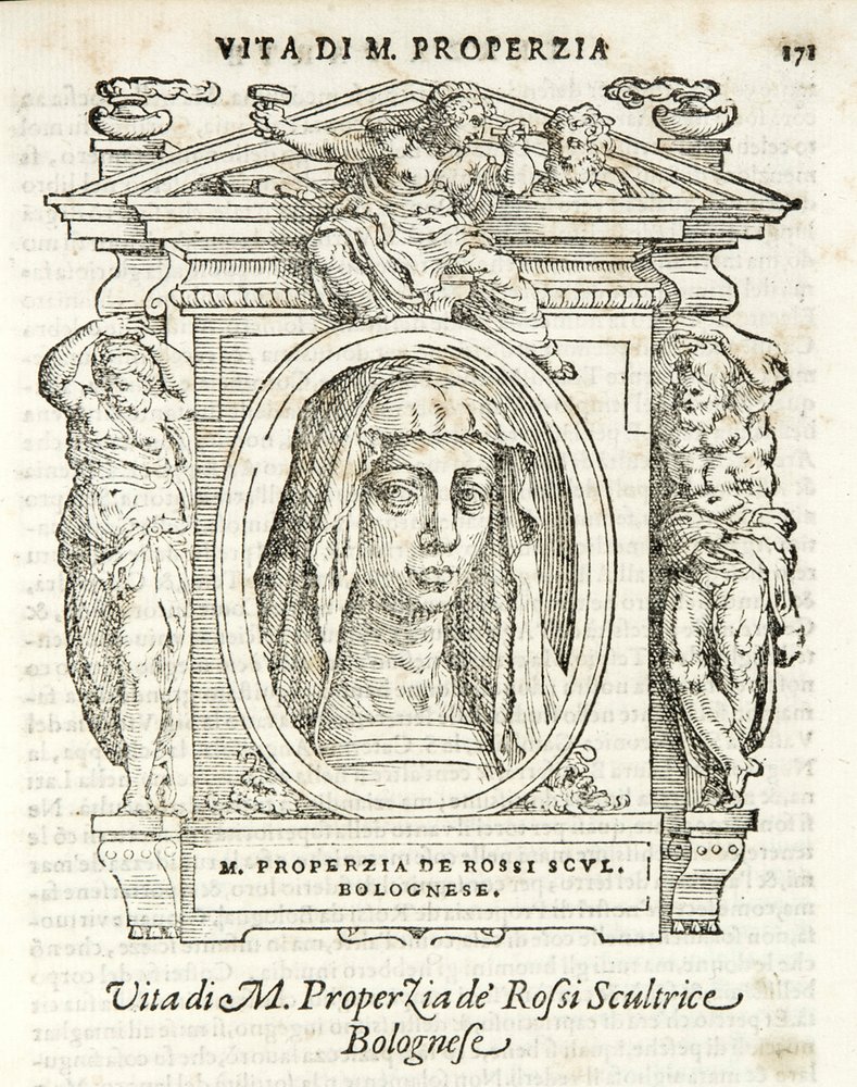 Milan, Biblioteca Braidense, Vite de piv excellent, Giorgio Vasari 1568, Properzia dè Rossi av Giorgio Vasari