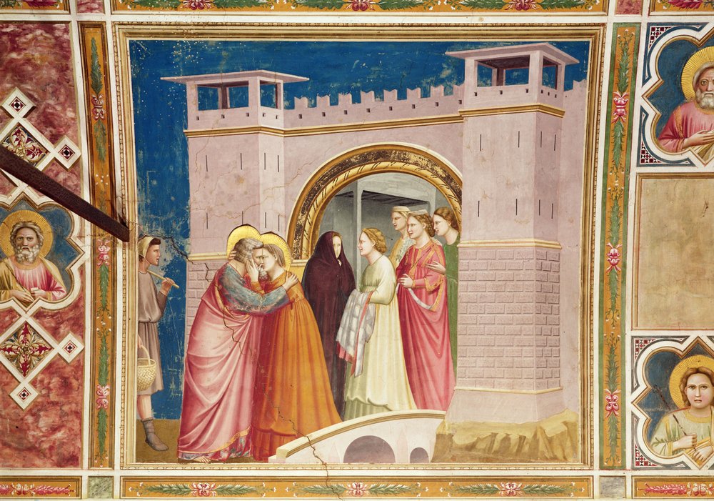 Joakim og Annas møte ved Den gylne port, ca. 1305 av Giotto di Bondone