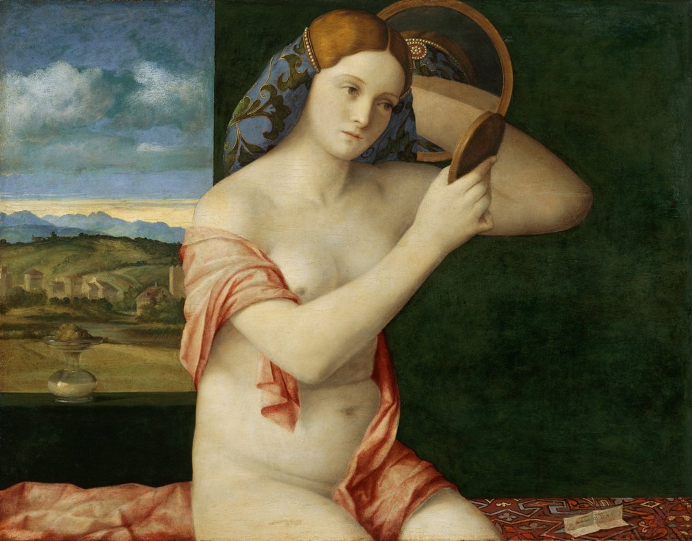 Ung kvinne på toalettet sitt av Giovanni Bellini