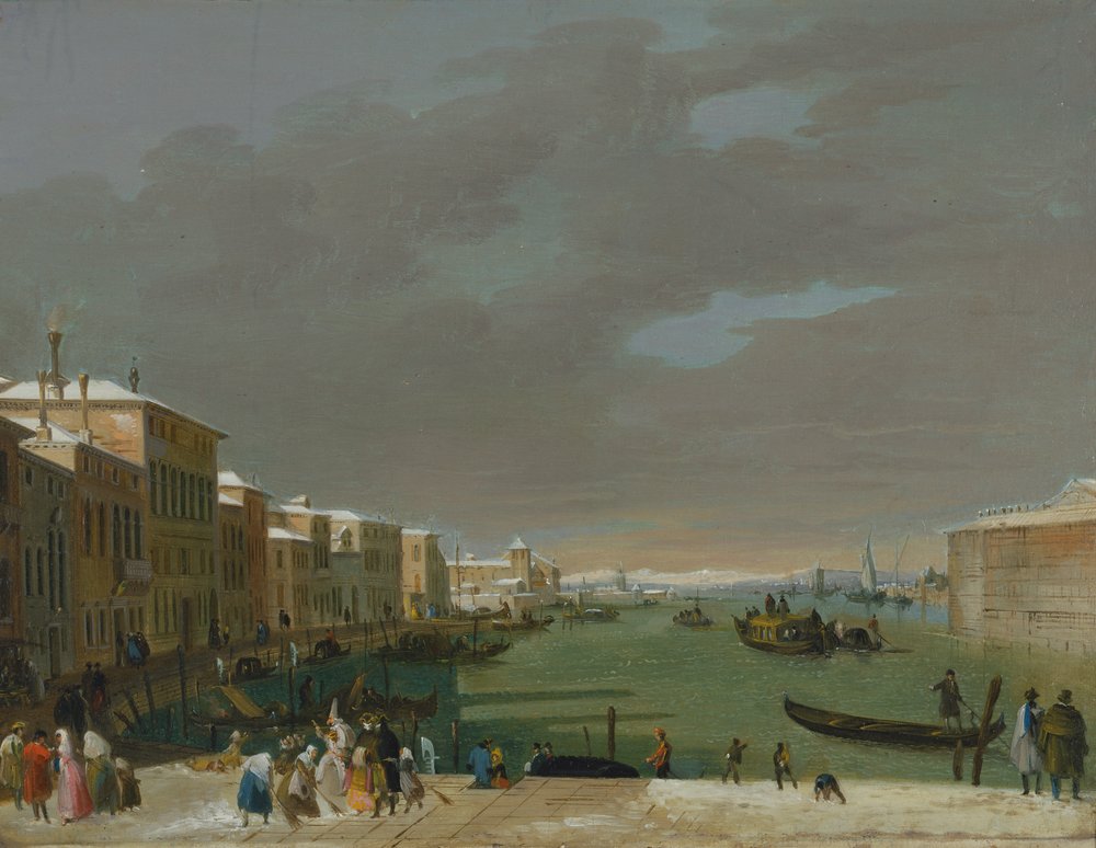 Venezia med snø og masker av Giuseppe Bernardino Bison