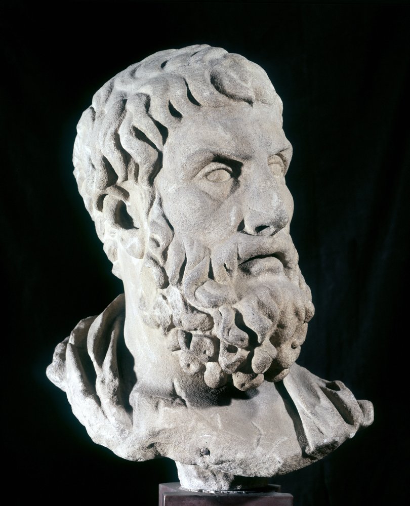 Portrett av Epikur (341 f.Kr. - 270 f.Kr.), gresk filosof og grunnlegger av epikureismen. Museo Barracco, Roma. av Greek or Roman