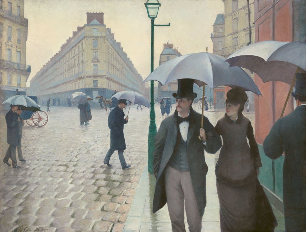 Parisisk gate; regnværsdag av Gustave Caillebotte