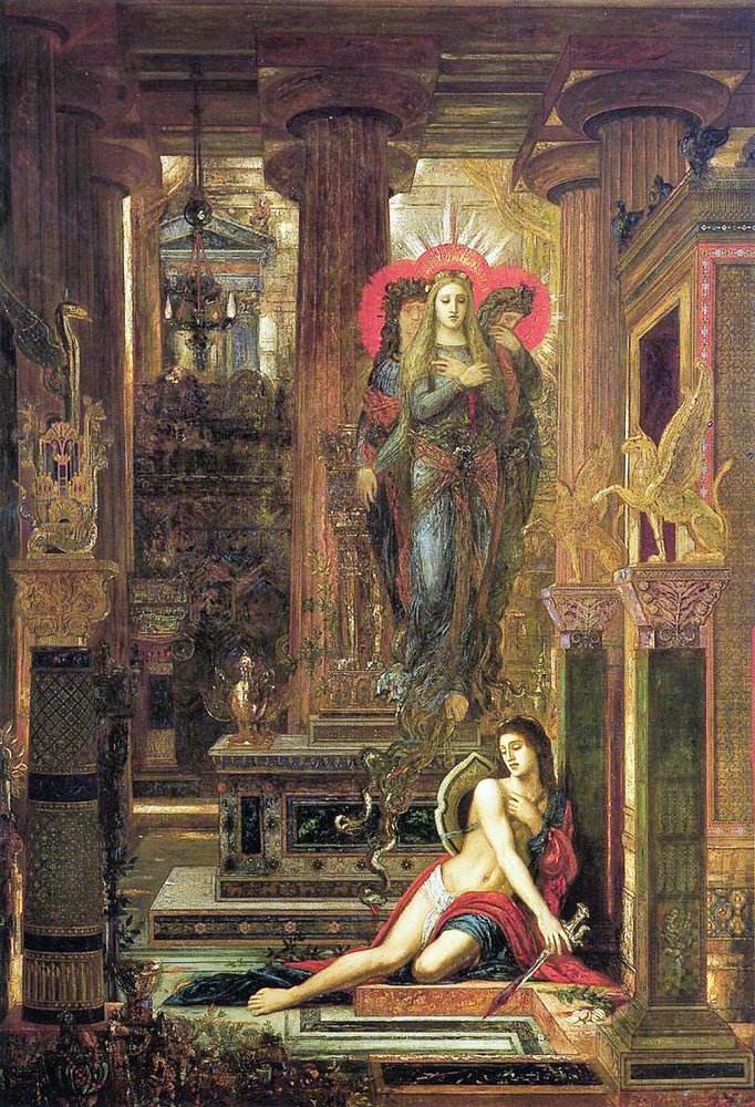 Orestes og erinnyene, 1891 av Gustave Moreau