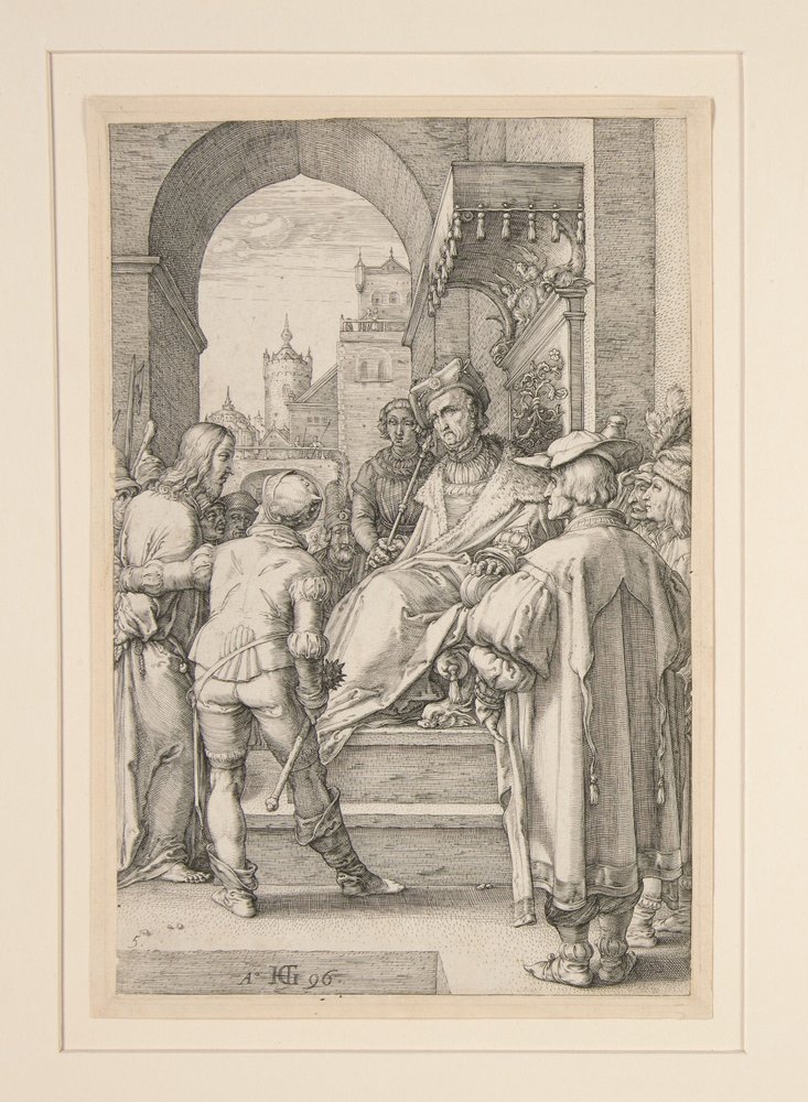 Kristus foran Pilatus, plate 5 fra serien «Kristi lidelse» av Hendrick Goltzius