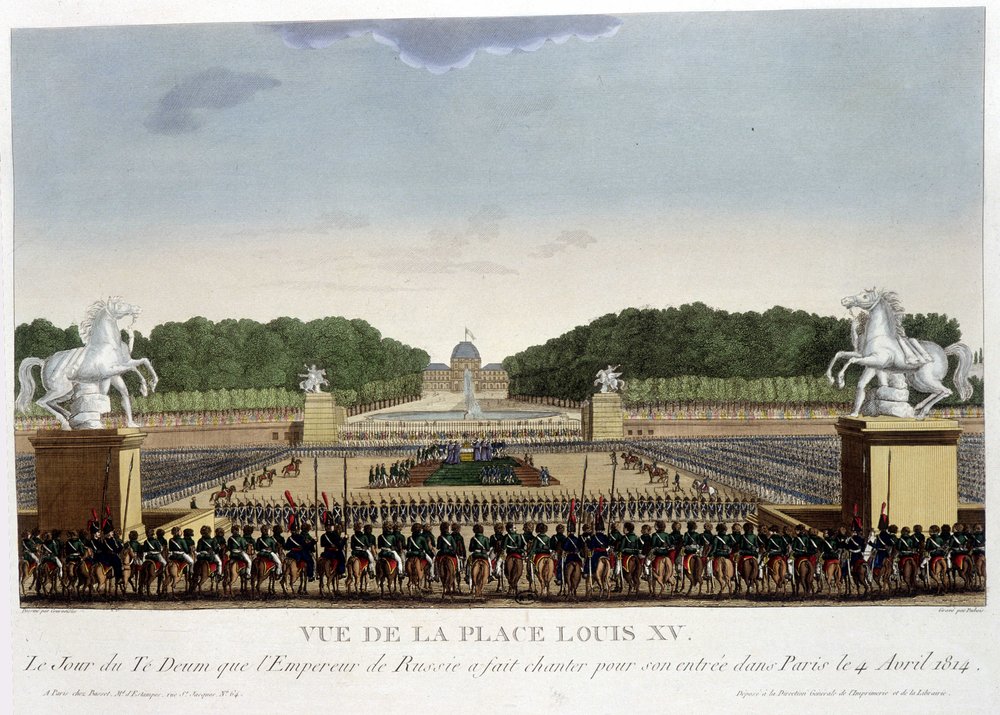 Place Louis XV (av Concorde), rundt 1820 i "" Vues de Paris"" av Courvoisier 1827 av Henri Courvoisier-Voisin
