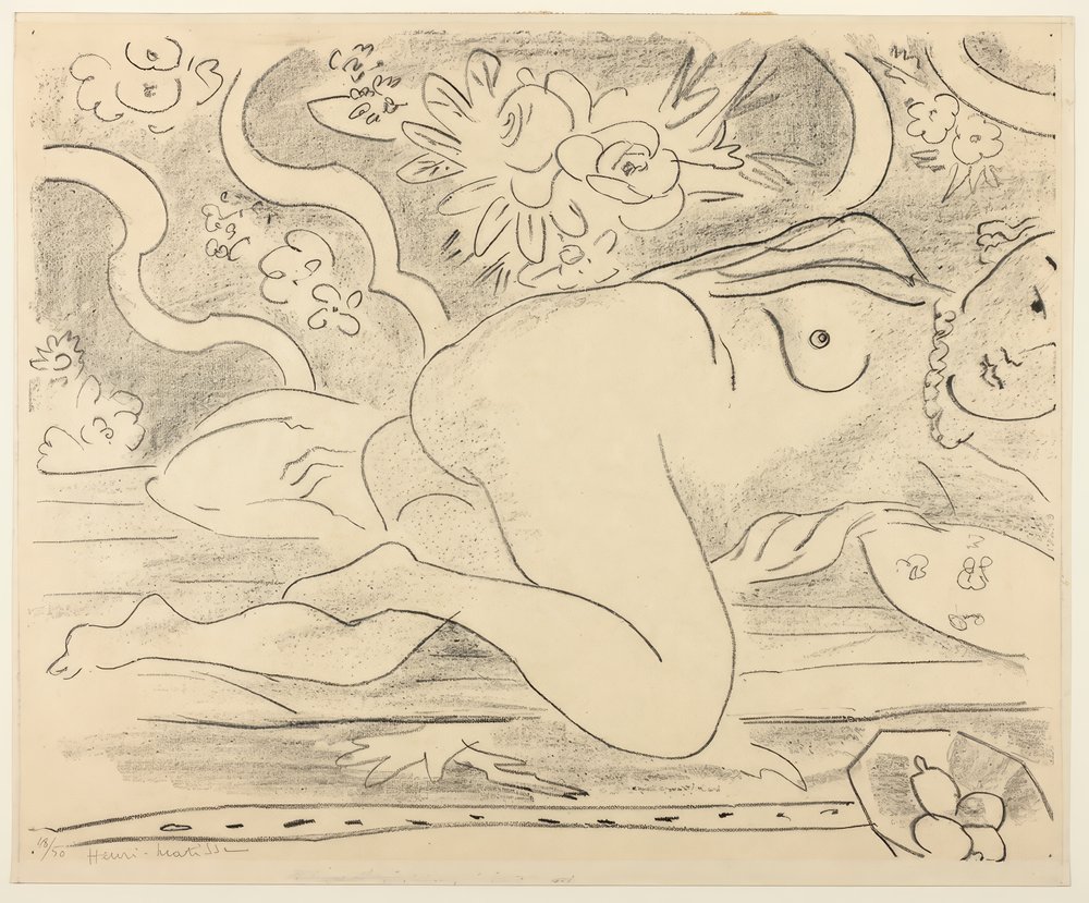 Liggende naken med en skål med frukt av Henri Matisse