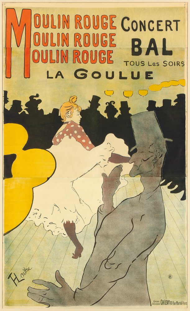 Plakat som reklamerer for «La Goulue» på Moulin Rouge, 1891 av Henri de Toulouse-Lautrec