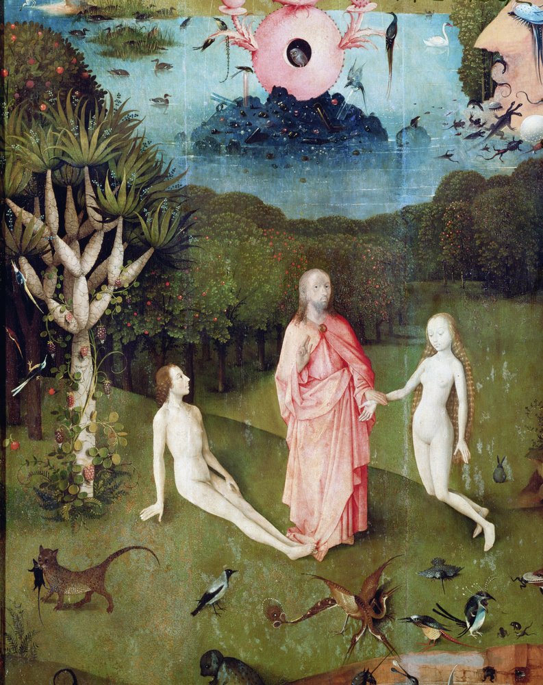 The Garden of Earthly Delights: The Garden of Eden, venstre fløy av triptyk, ca. 1500 (detalj av 37912) av Hieronymus Bosch