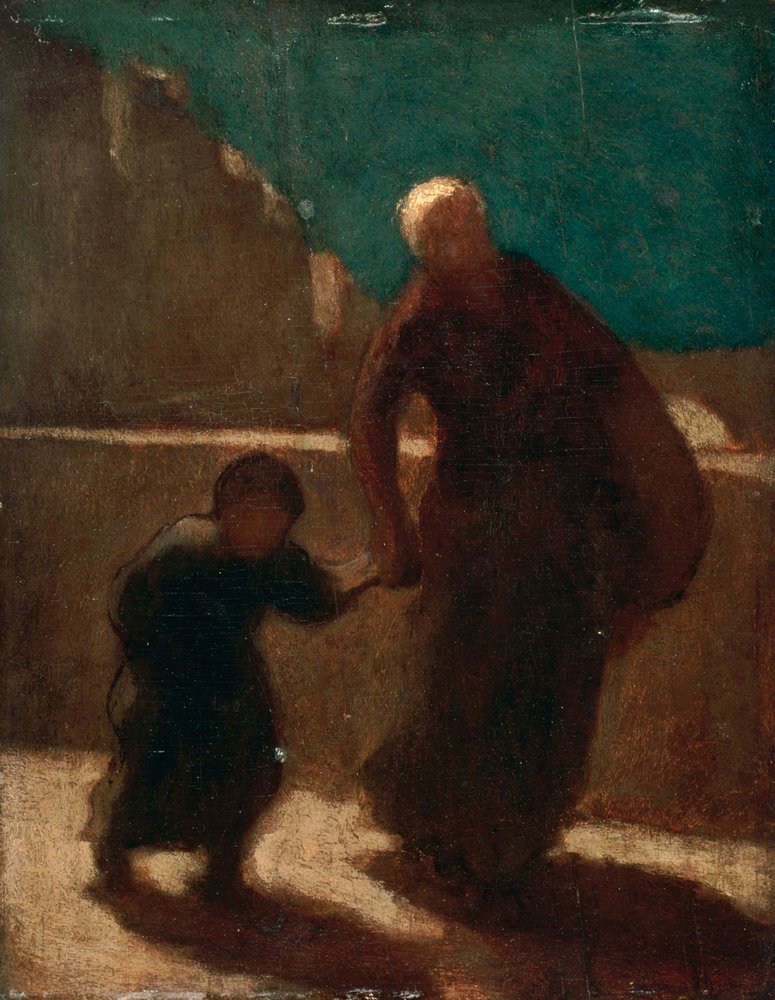 På en bro om natten av Honoré Daumier